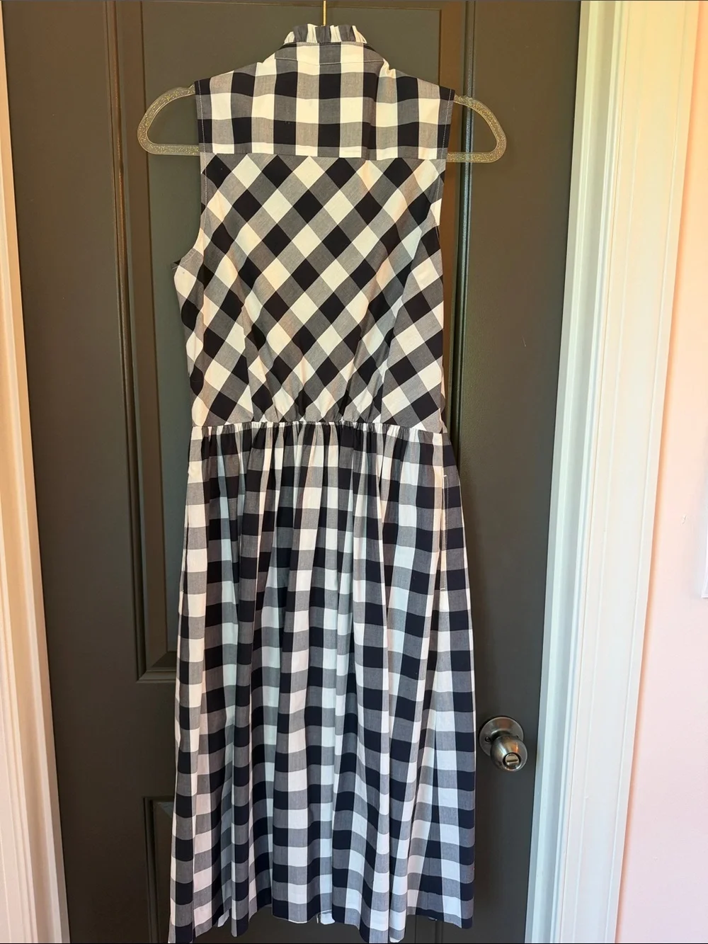 J. Crew Robin Navy & White Gingham Sleeveless Shirtdress Size 4T